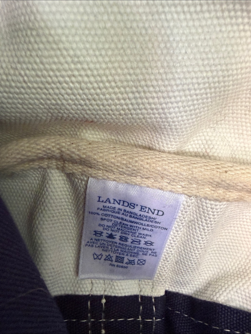 Lands' End Navy and White Striped Canvas Tote - Picture 4 of 10